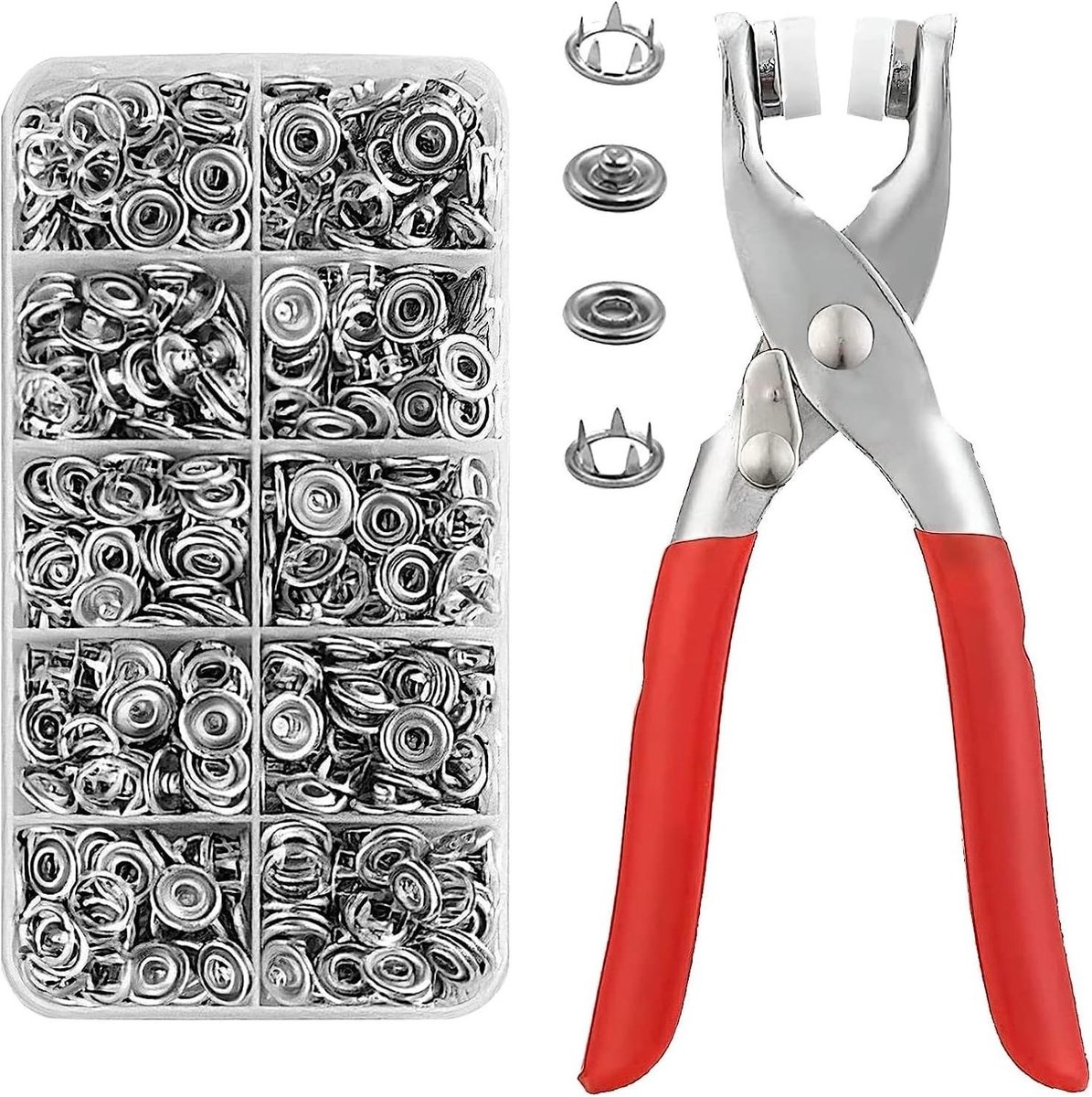 Holle drukknopen knoopgereedschap - 100 sets drukknopen metalen snaps sluiter naadloze knopen naai-accessoires