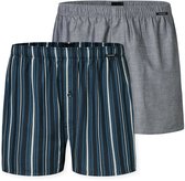 Schiesser 2 PACK Boxershorts geweven - Boxershorts Multipacks Heren Onderbroek - grijs, blauw