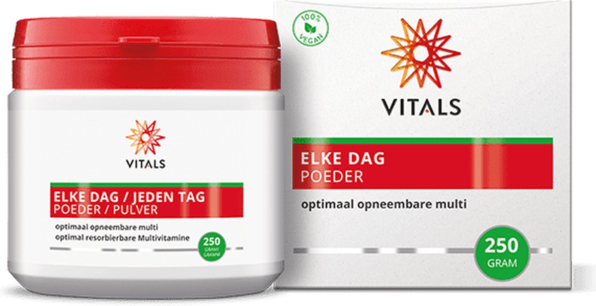 Goedkoopste Vitals Elke Dag Poeder - 250 gram - multivitamine. Optimaal opneembare multi in poedervorm.