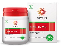 Vitals Zink 15 mg - 100 capsules - mineralen. Hoogwaardig zinkbisglycinaat.