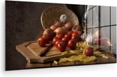 MuchoWow® Peinture sur verre 160x80 cm - Peinture sur verre acrylique - Planche à découper - Légume - Nature morte - Pâtes - Off - Tomate - Planche à découper - Photo sur verre - Peintures