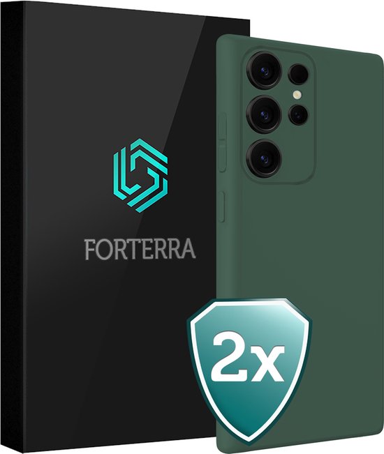 Coque Compatible avec Samsung S25 Ultra Case Siliconen Cover - Coque Compatible avec Samsung Galaxy S25 Ultra Case Back Cover - Vert Foncé - 2 PACK