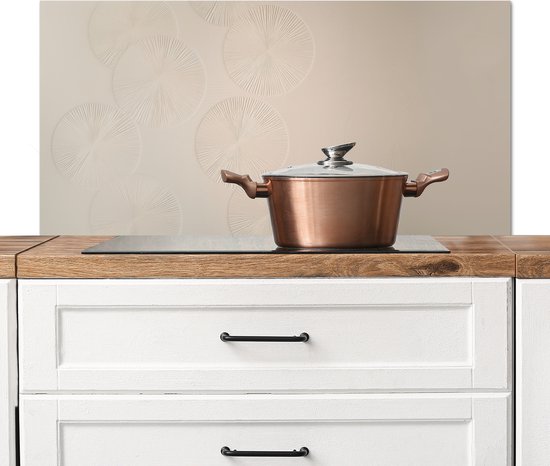 Crédence de Cuisinière en Aluminium 100x50 cm - Japandi - Beige - Moderne - Écran Pare-éclaboussures pour Plaque de Cuisson - Protection Murale