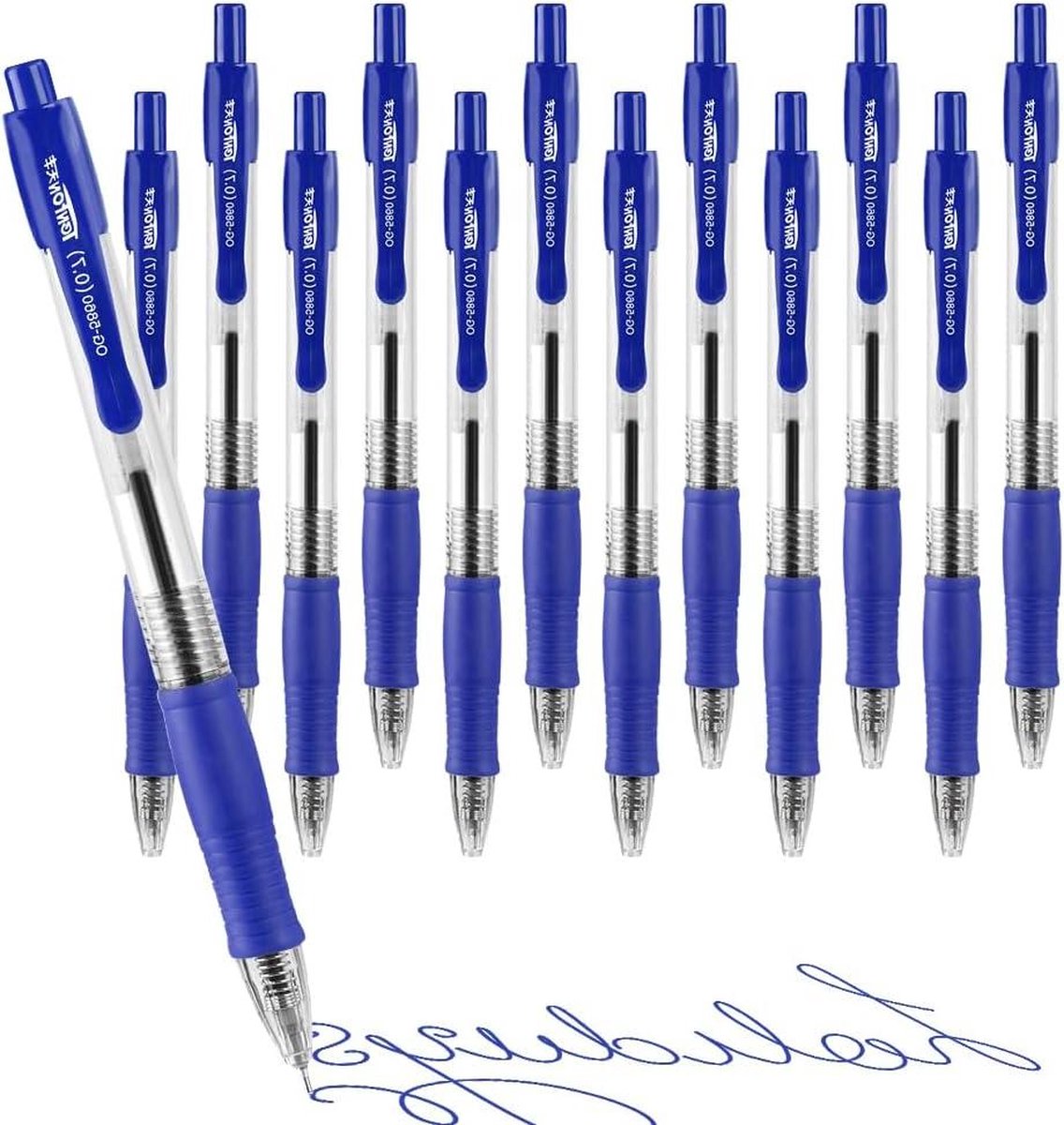 Intrekbare rollerbalpennen - 12 stuks blauwe gelpennen met zakclip voor volwassenen .
