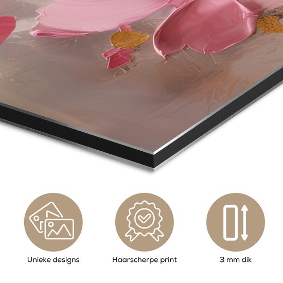 Tableau aluminium 30x20 cm - Décoration murale métal - Fleurs - Rose - Art - Aquarelle - Décoration murale métal salon - Décoration industrielle - Photo sur dibond - Accessoires industriels chambre