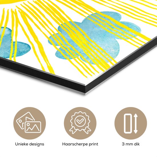 Décoration murale Métal - Peinture Aluminium Industrielle - Soleil - Jaune - Enfants - Illustration - 40x60 cm - Dibond - Photo sur aluminium - Décoration murale industrielle - Pour le salon / chambre