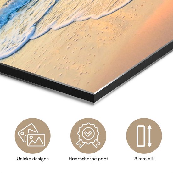 Peinture aluminium 90x120 cm - Décoration murale métal - Plage - Mer - Coucher de soleil - Vague - Décoration murale métallique salon - Décoration industrielle - Photo sur dibond - Accessoires industriels chambre à coucher