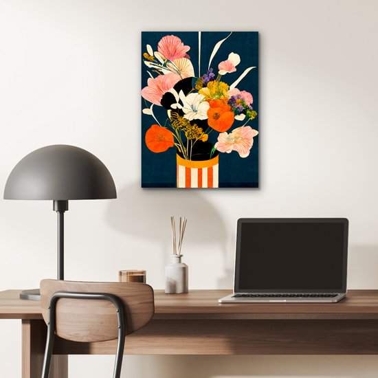 Décoration murale Métal - Aluminium Peinture Industriel - Fleurs - Vase - Tableau - Plantes - 30x40 cm - Dibond - Photo sur aluminium - Décoration murale industrielle - Pour le salon/chambre