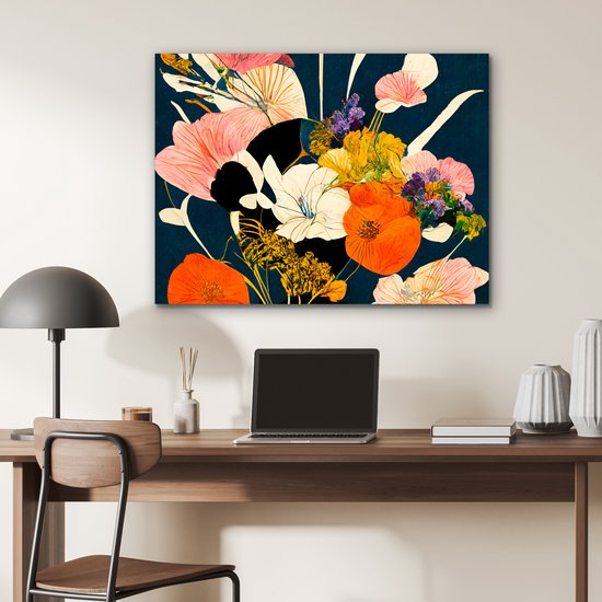 Décoration murale Métal - Aluminium Peinture Industriel - Fleurs - Vase - Tableau - Plantes - 80x60 cm - Dibond - Photo sur aluminium - Décoration murale industrielle - Pour le salon/chambre