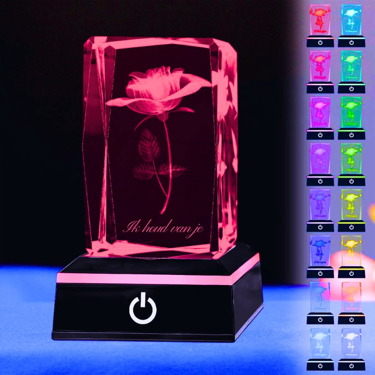 Unieke 3D Rozenkristal Met LED Verlichting - Romantisch Cadeau Voor Haar - Perfect Voor Verjaardag - Moederdag & Valentijnsdag