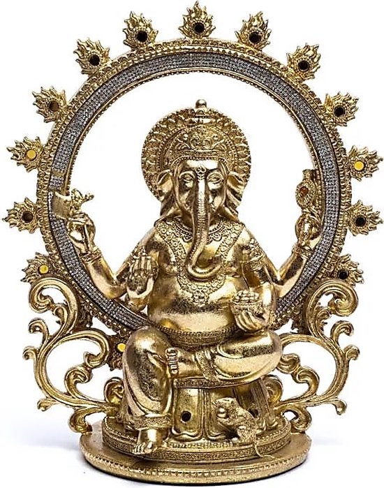 Gouden Ganesha Beeld met Aureool
