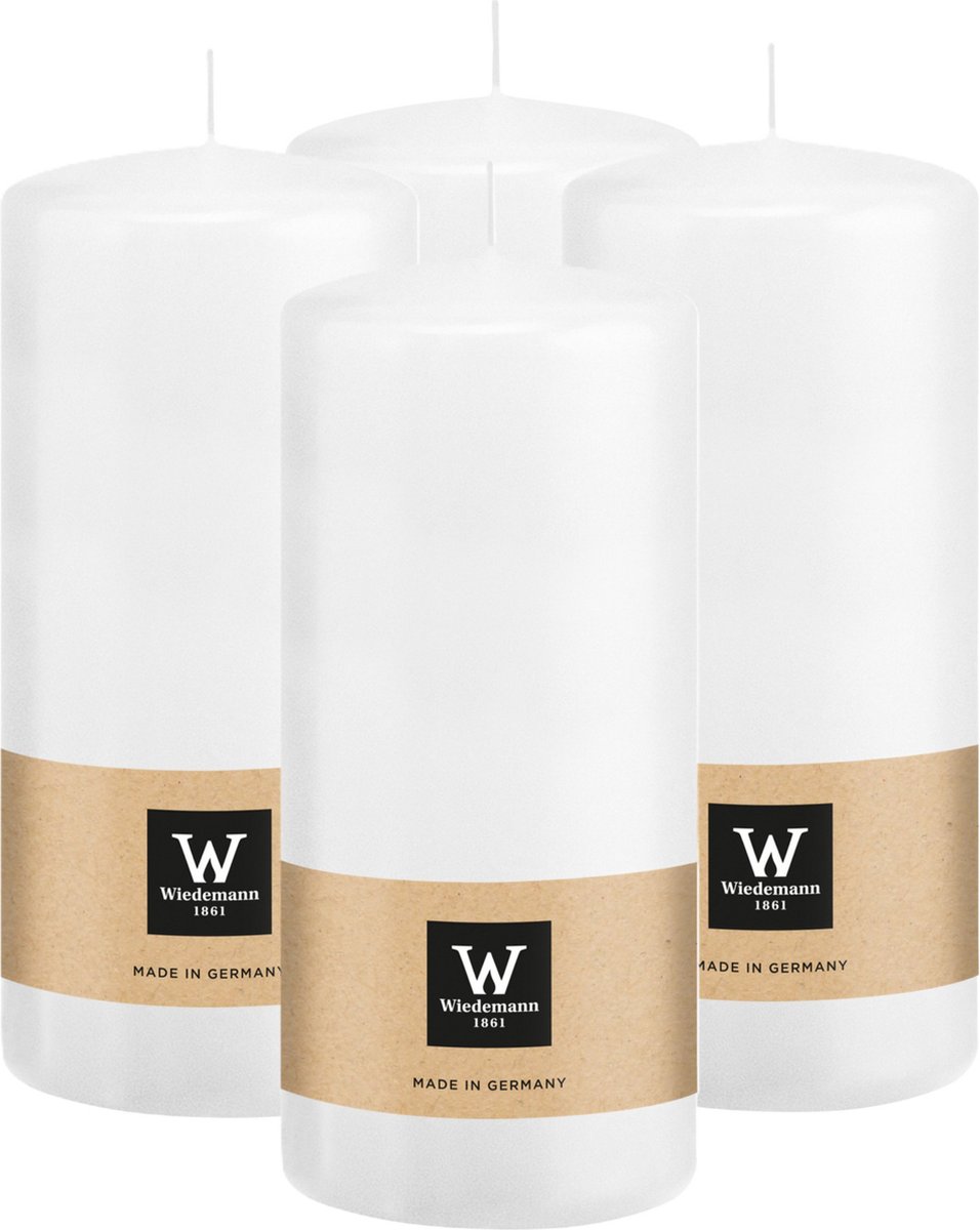 Wiedemann Cilinderkaars/stompkaars - 4x - wit - 15 x 7 cm - 63 branduren - zuilkaarsen