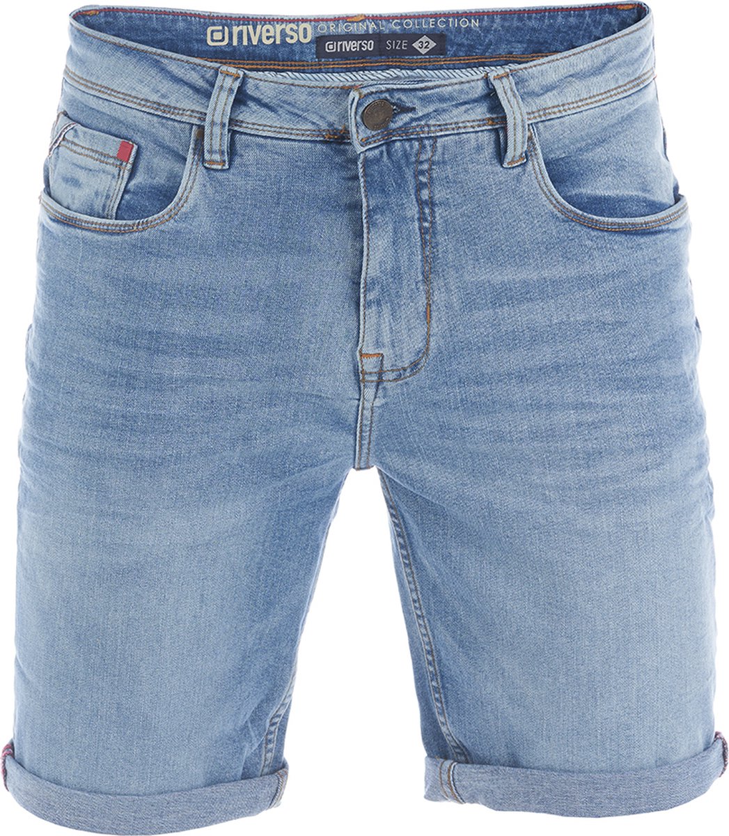 riverso Heren Short Broeken RIVUdo regular/straight Fit Blauw W 46 Volwassenen Denim shorts Stretch Jeans Korte Broek