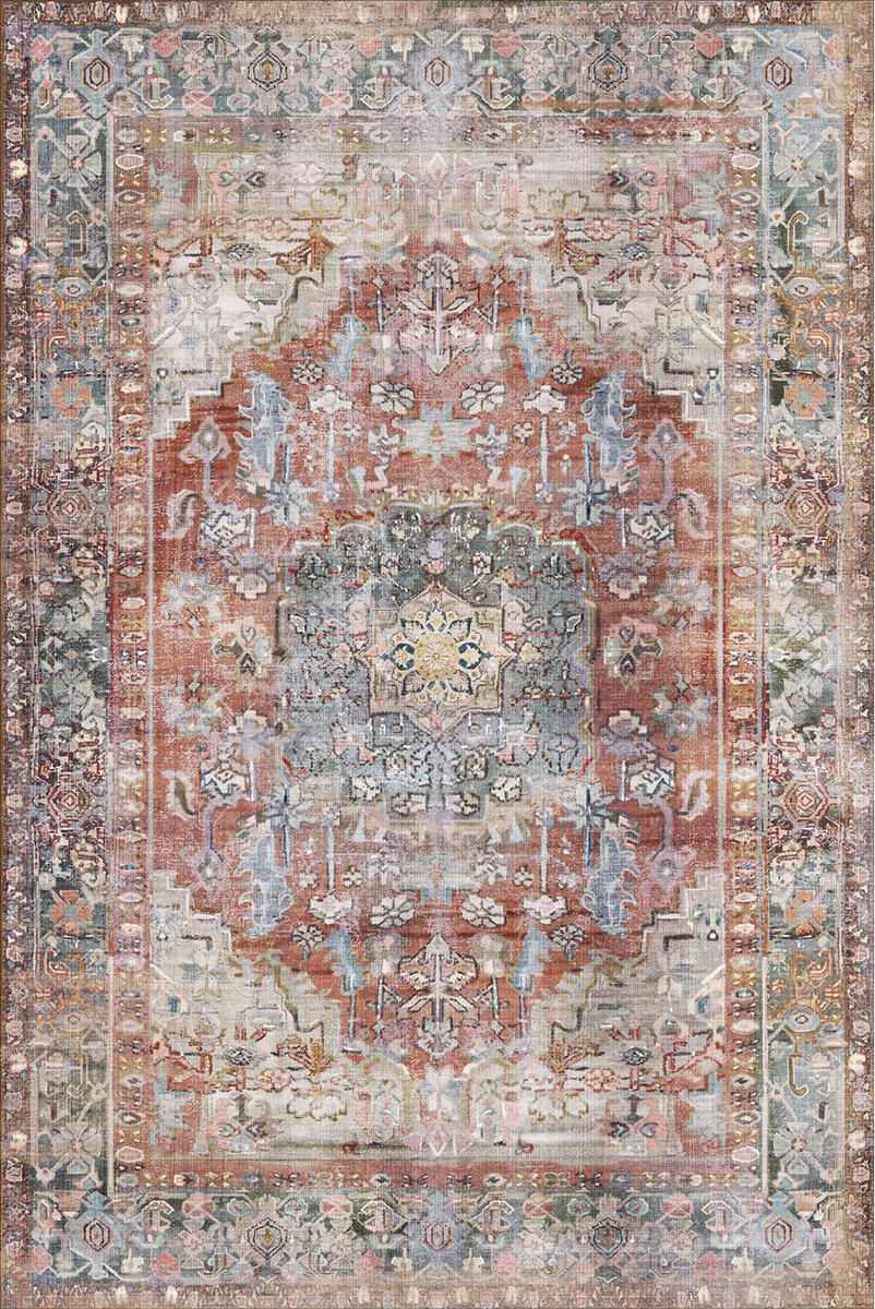 Bamyum Tolas Bedrukt Tapijt Chenilleprint Machine Made 160 x 230 cm, Vintage Tapijt Slaapkamer, Antibacterieel Antislip Ondervloer Keukentapijt