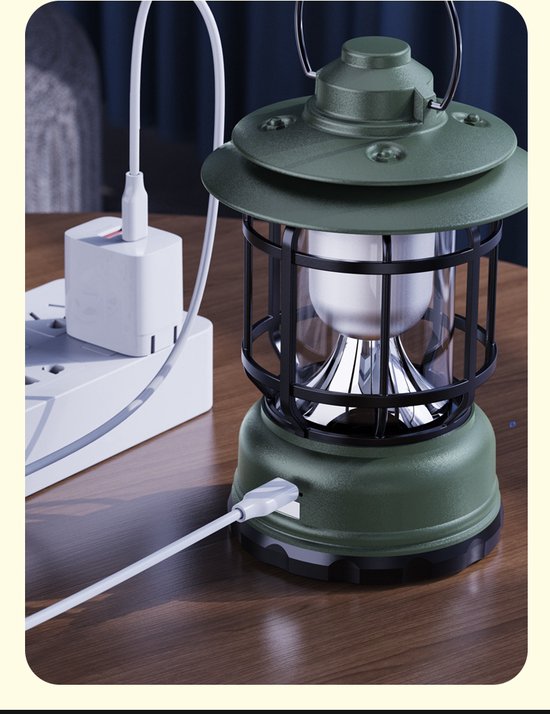 Outdoor Camping LED-Lights - Survival - Noodpakket - Draagbaar - Retro style - Dimbaar - Oplaadbaar - Zwart — afbeelding 4