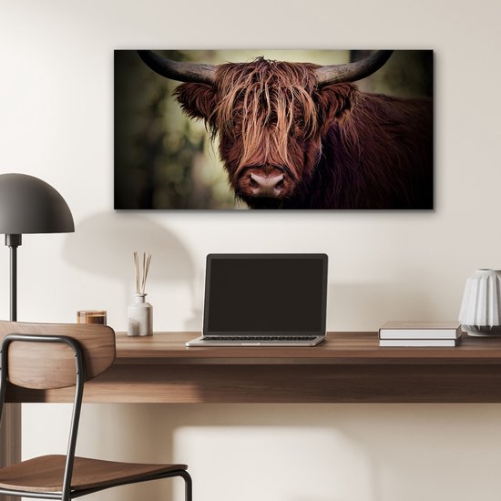 Tableau aluminium 80x40 cm - Décoration murale métal - Highlander écossais - Lumière - Portrait - Nature - Décoration murale métal salon - Décoration industrielle - Photo sur dibond - Accessoires industriels chambre