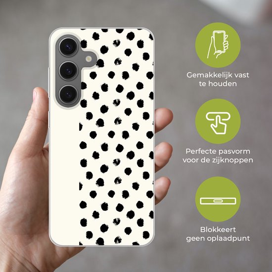 Coque de téléphone compatible avec Samsung Galaxy S25 - Pois - Zwart - Wit - Imprimé - Minimaliste - Siliconen Coque de téléphone Coque de téléphone