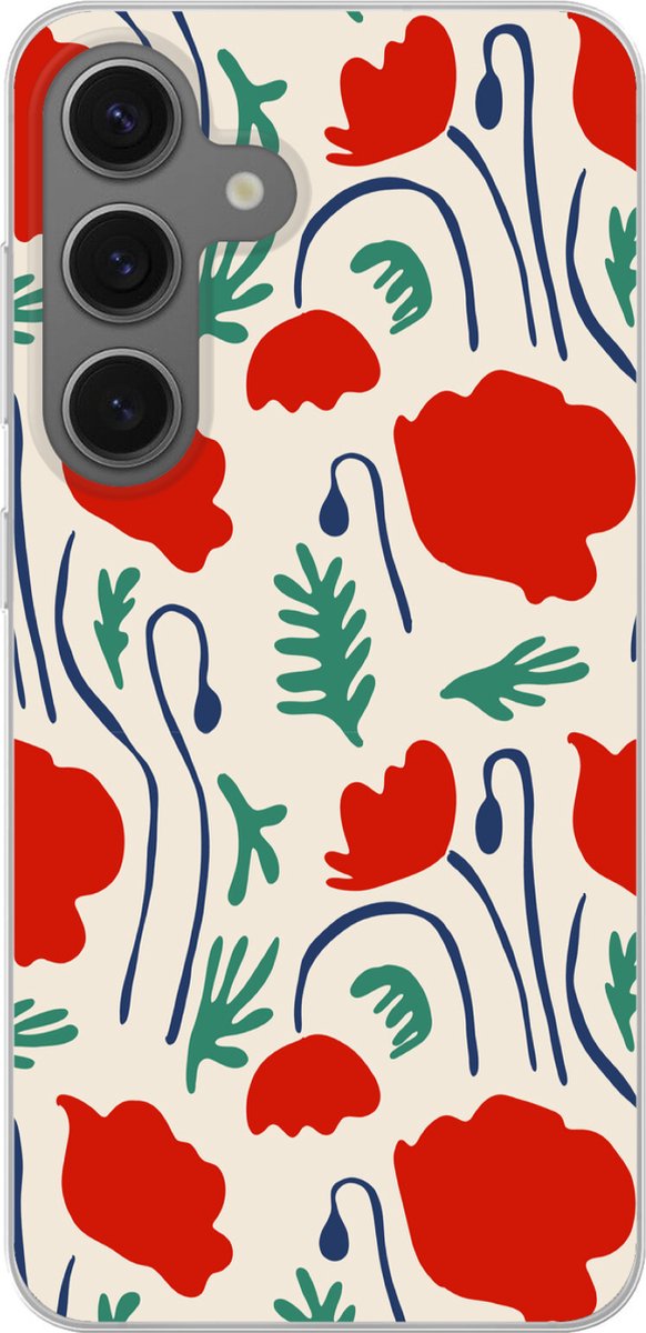 Telefoonhoesje Geschikt voor Samsung Galaxy S25 hoesje - Bloemen - Roos - Patronen - Siliconen Telefoonhoesje Telefoonhoesje