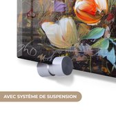 MuchoWow® Peinture sur Verre - Peinture à l'Huile - Fleurs - Coloré - Nature - 60x40 cm - Peintures sur Verre Acrylique - Photo sur Glas
