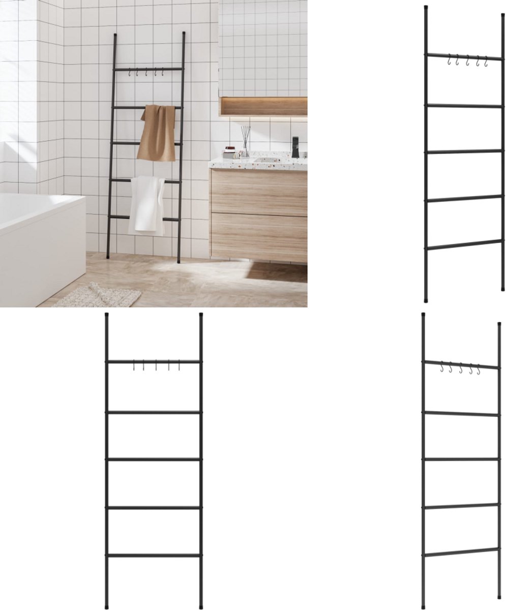VidaXL Échelle Porte-Serviettes 5 Niveaux Noir 58x175 Cm - Support Rangement Salle De Bain En Fer Robuste