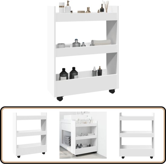 vidaXL Chariot de rangement - 3 niveaux - Bois - Wit