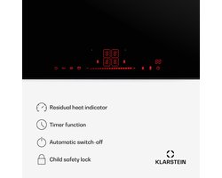 Klarstein NanoGlow Inductiekookplaat 60 cm – 4 Zones met Flexzones & Boost, Verborgen Display, Kinderbeveiliging, 7400 W, Nano-coating Glas, BBQ-modus, Zwart