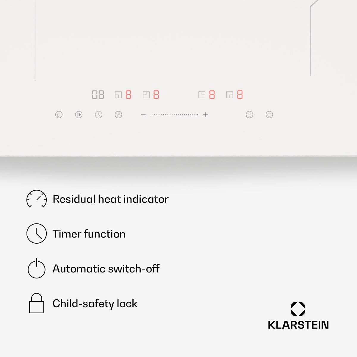 Klarstein PowerGlide inductiekookplaat – inductiekookplaat met 4 kookzones, 7800 W boost, 9 vermogensstanden, schuifregelaar, timer en kinderslot, strak design van 60 cm, zwart