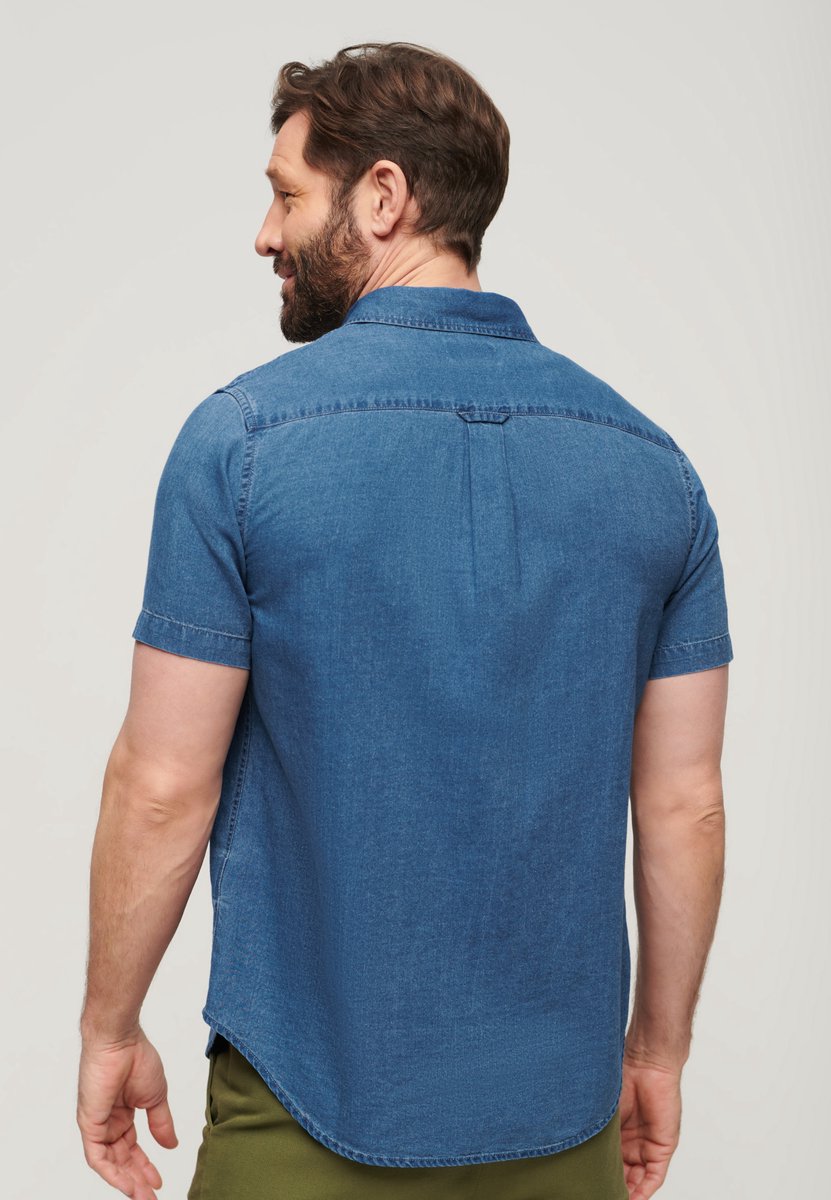 Superdry Vintage Loom overhemd met korte mouwen Heren Shirts Heavy Rinse Wash