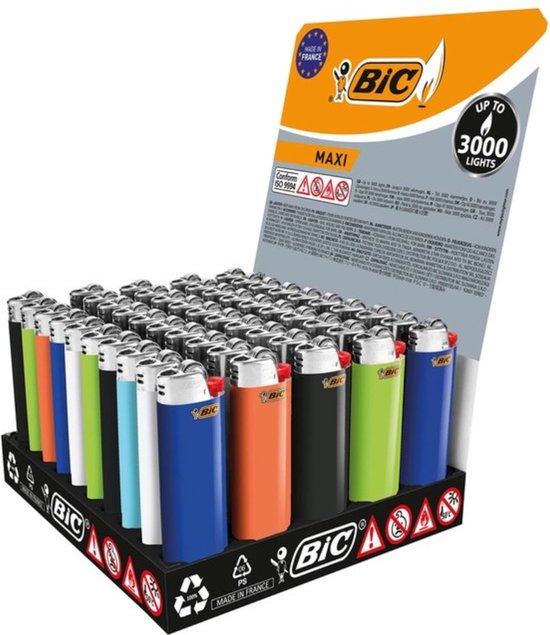 BIC® Maxi J26 Vuursteen aanstekers Display (50 stuks)