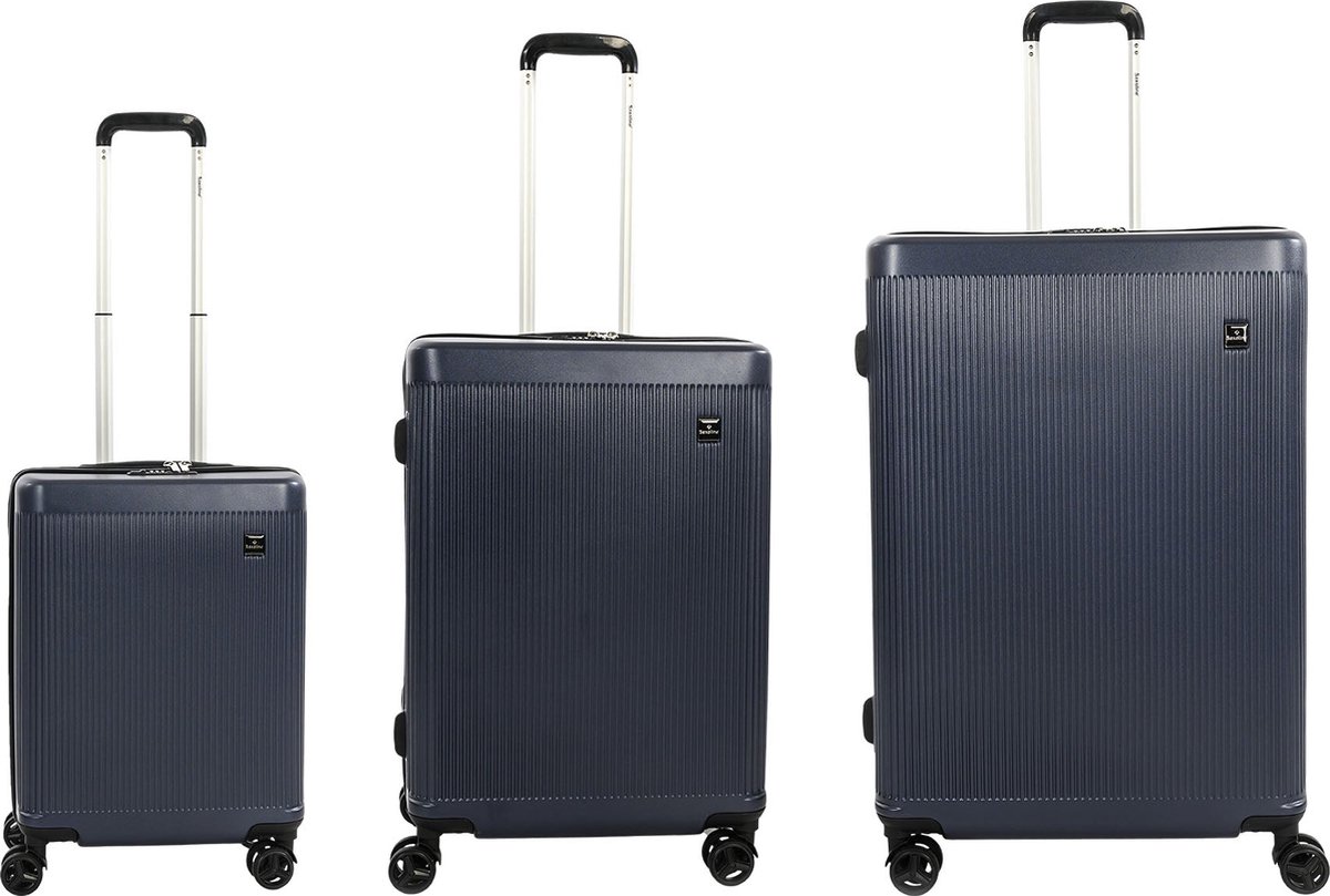 Saxoline Harde Kofferset 3-Delig / Reiskofferset / Trolleyset - Algarve - Marine Blauw - Marine Blauw / Set