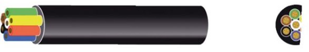 Ronde pvc kabel grijs 7P > 6x1.50mm² + 1x2.0mm²