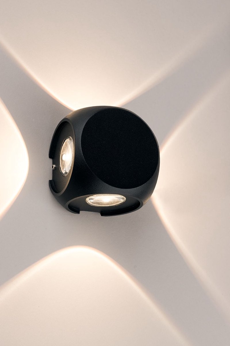 Licht-Erlebnisse - Alessio - LED - Wandlamp - IP54 - 3000K - 255lm - van - Aluminium - in - Zwart