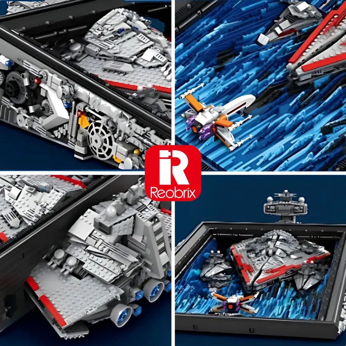 Reobrix 99007 Millennium Star Wall art bouwset | Space wars constructie modelbouw | Educatief ruimte militair & leger speelgoed bouwpakketten voor kinderen & volwassenen | DIY Wanddecoratie schilderij geschikt voor Lego | Bouwdoos met 5964 bouwstenen — afbeelding 4