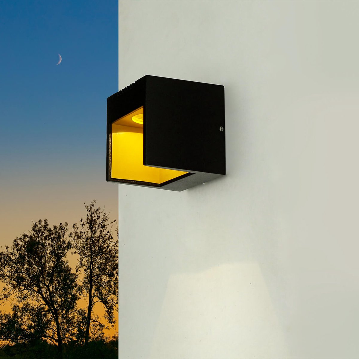 Licht-Erlebnisse - Aberdeen - LED - Wandlamp - IP44 - van - Aluminium glas - in - zwart goud