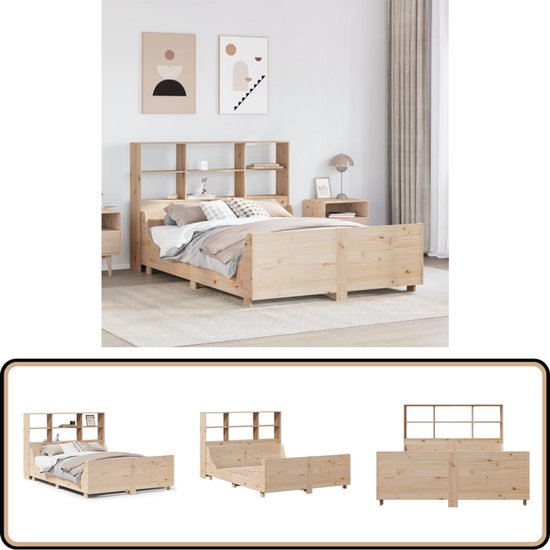 vidaXL - Bed frame zonder matras - Bruin - Massief hout - 200x200 cm | Leen Bakker