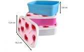 Broodtrommel Blauw - Lunchbox Lollies - Hartjes - Roze - Brooddoos 18x12x6 cm - Brood lunch box - Broodtrommels voor kinderen en volwassenen
