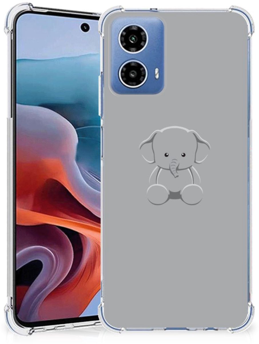 Motorola Moto G34 Stevig Bumper Hoesje Grijs Baby Olifant