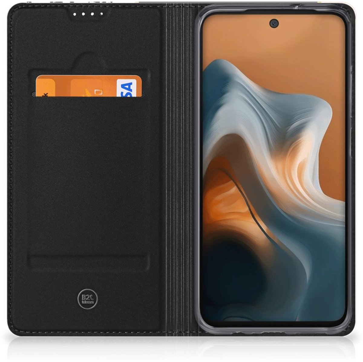 Motorola Moto G34 Stand Case Zwart Roze Vormen
