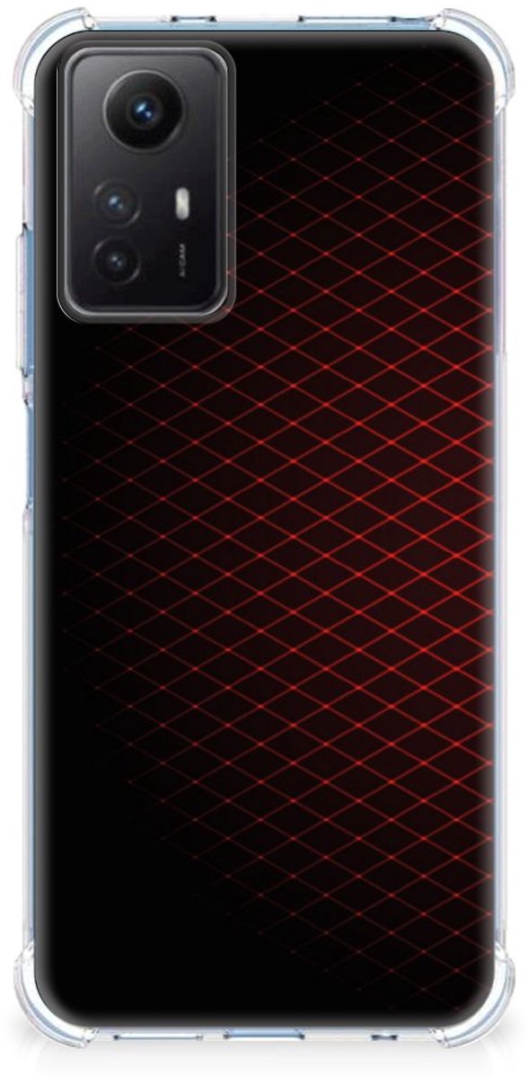Xiaomi Redmi Note 12s Doorzichtige Silicone Hoesje Geruit Rood