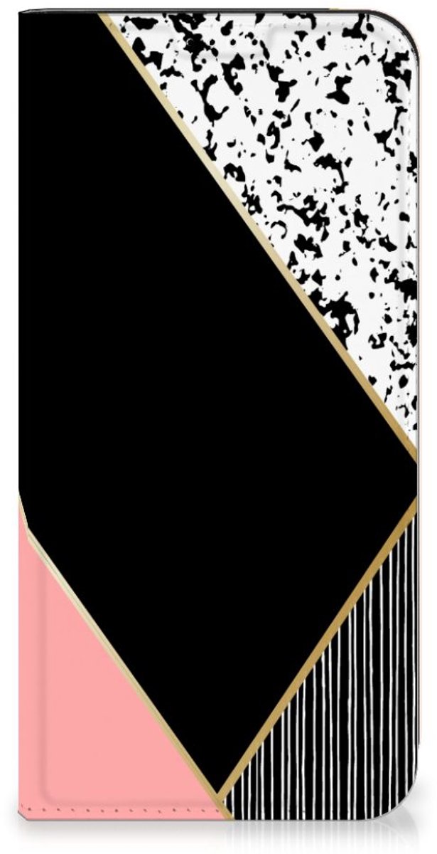 Samsung Galaxy A55 Stand Case Zwart Roze Vormen