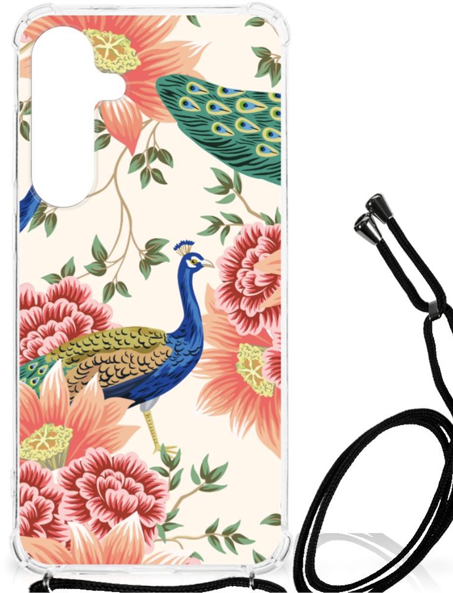 Case Anti-shock voor Samsung Galaxy S24 Plus Pink Peacock