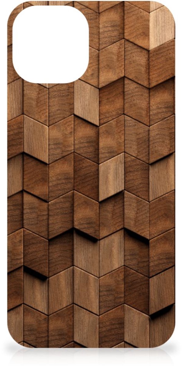 Houten Print Telefoonhoesje voor iPhone 15 Plus Wooden Cubes
