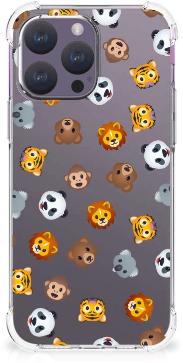 Doorzichtige Silicone Hoesje voor iPhone 15 Pro Max Dieren Emojis