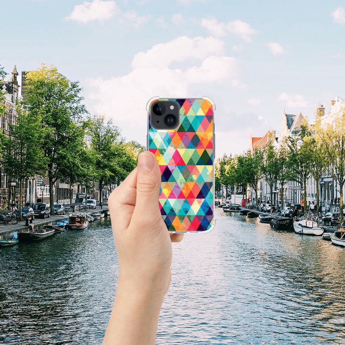 iPhone 15 Doorzichtige Silicone Hoesje Geruit