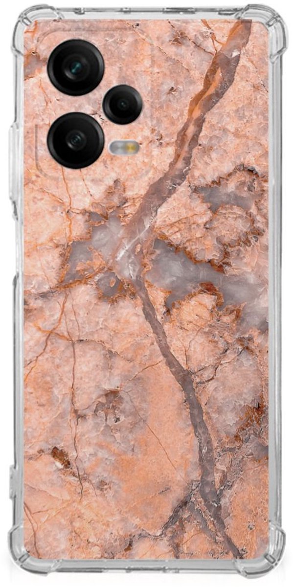 Xiaomi Redmi Note 12 Pro Anti-Shock Hoesje Marmer Oranje
