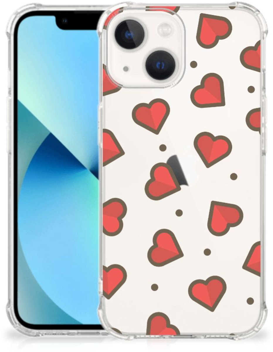 iPhone 13 mini Doorzichtige Silicone Hoesje Hearts