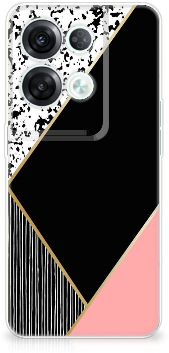 OPPO Reno8 Pro TPU Hoesje Zwart Roze Vormen