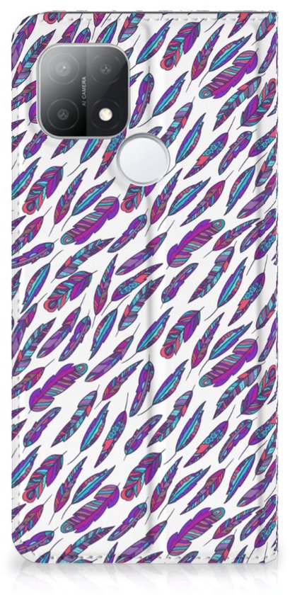 Flip Cover OPPO A15 Coque de téléphone Plumes Couleur