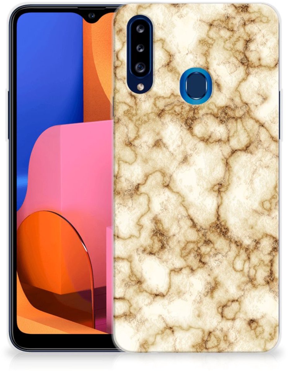 Samsung Galaxy A20s TPU Siliconen Hoesje Marmer Goud