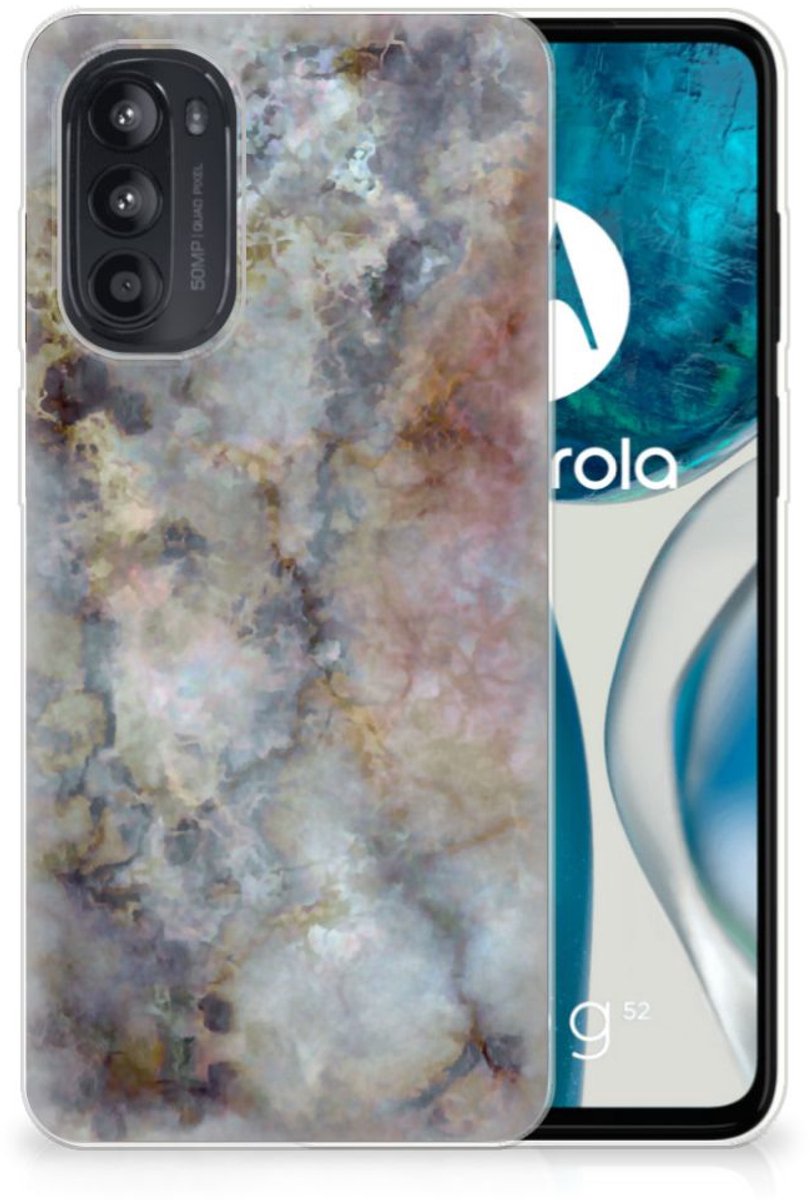 Motorola Moto G52/G82 TPU Siliconen Hoesje Marmer Grijs